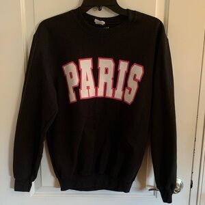Revelation Black Crewneck Sweater with Paris Print